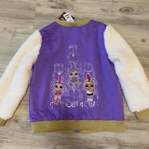LOL surprise Dollie Follies bomber jacket with faux fur sleeves- brand new w tag